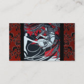 ART NOUVEAU PAN , RED SCHWARZ-WEISS DAMASK SQUARE VISITENKARTE (Rückseite)