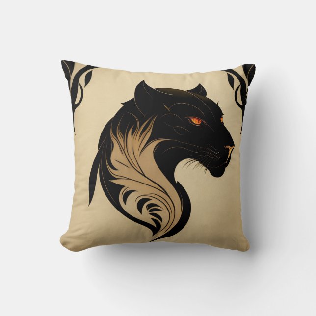 Art Nouveau Panther Throw Kissen (Vorderseite)
