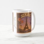 Art Nouveau Paris Eiffelturm Individuelle Name Kaffeetasse (VorderseiteRechts)