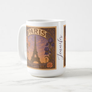 Art Nouveau Paris Eiffelturm Individuelle Name Kaffeetasse