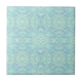 Art Nouveau Pastel Aquamarin Blue Mirrored Muster Fliese