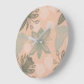 Art Nouveau Pastel Pink Blume Vector Muster Große Wanduhr (Winkel)