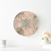 Art Nouveau Pastel Pink Blume Vector Muster Große Wanduhr (Zuhause)
