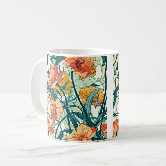 Art Nouveau Pattern Kaffeetasse (Vorderseite Links)