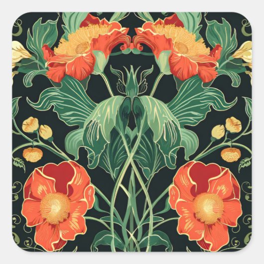 Art Nouveau Pattern Quadratischer Aufkleber (Vorderseite)