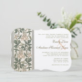 Art Nouveau Peachy Pink Hochzeit Einladung (Stehend Vorderseite)