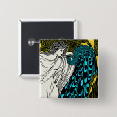 Art Nouveau Peacock Artwork - The Kiss Button (Vorne & Hinten)