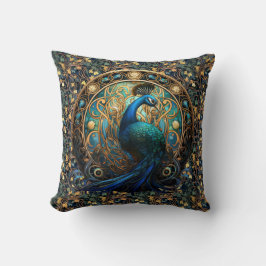 Art Nouveau Peacock auf dem iVy Throw Kissen 2