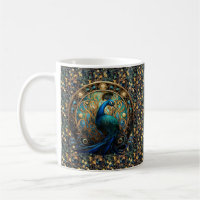 Art Nouveau Peacock auf Ivy Coffee Tasse 2