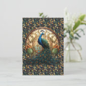 Art Nouveau Peacock auf Karte 1 (Stehend Vorderseite)