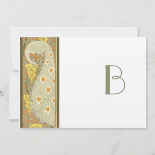 Art Nouveau Peacock Birds Wedding Einladung 2 (Rückseite)