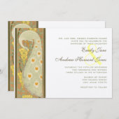Art Nouveau Peacock Birds Wedding Einladung 2 (Vorne/Hinten)