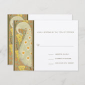 Art Nouveau Peacock Birds Wedding Response Card RSVP Karte (Vorne/Hinten)