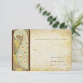 Art Nouveau Peacock Birds Wedding Response Card RSVP Karte (Stehend Vorderseite)