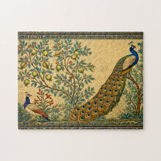 Art Nouveau Peacock Botanical Illustration  Puzzle (Horizontal)