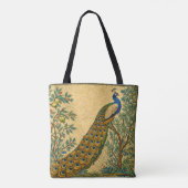Art Nouveau Peacock Botanical Illustration Tasche (Rückseite)