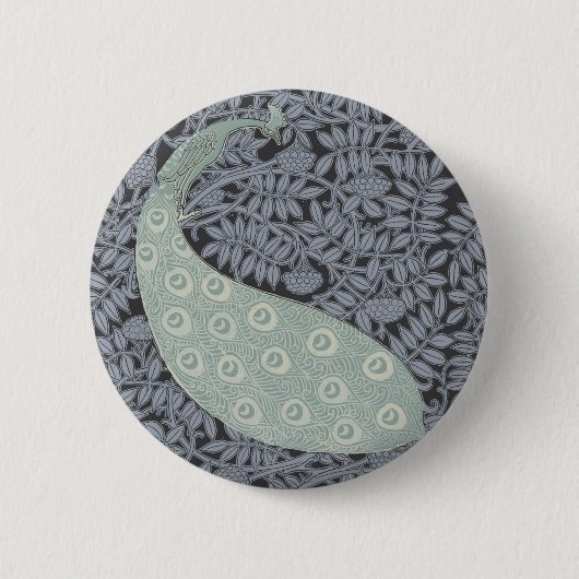 Art Nouveau Peacock Classic Vintag Bird Button (Vorderseite)