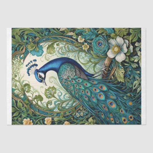 Art Nouveau Peacock Decoupage Seidenpapier (Vorderseite)