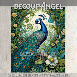 Art Nouveau Peacock Decoupage Seidenpapier