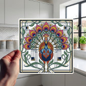 Art Nouveau Peacock Feather Floral Design Ceramic  Fliese
