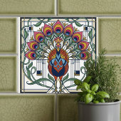 Art Nouveau Peacock Feather Floral Design Ceramic  Fliese