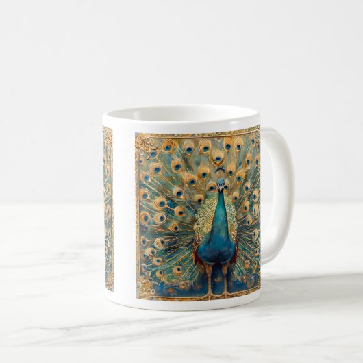 Art Nouveau Peacock Kaffeetasse (VorderseiteRechts)