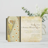 Art Nouveau Peacock Love Birds Wedding Einladung (Stehend Vorderseite)