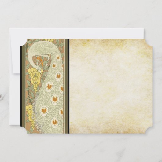Art Nouveau Peacock Love Birds Wedding Einladung (Rückseite)