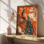 Art Nouveau Peacock Orange Floral Poster