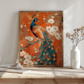 Art Nouveau Peacock Orange Floral Poster