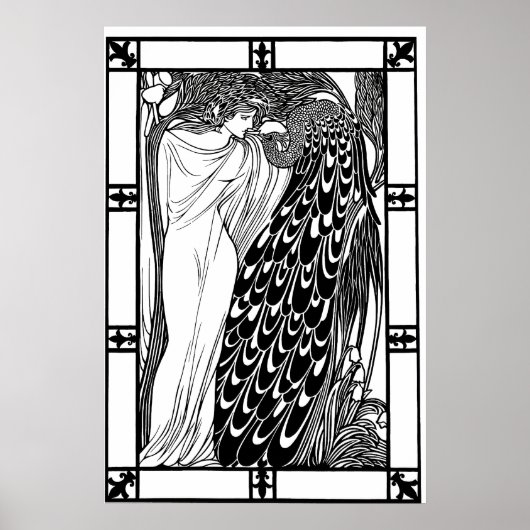 Art Nouveau Peacock Poster - The Kiss (Vorne)