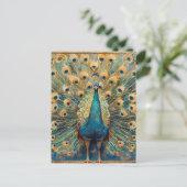Art Nouveau Peacock Postkarte (Stehend Vorderseite)