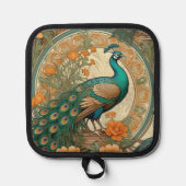 Art Nouveau Peacock Pot Holder Topflappen (Vorderseite)