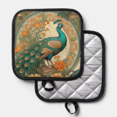 Art Nouveau Peacock Pot Holder Topflappen (Vorderseite/Rückseite)