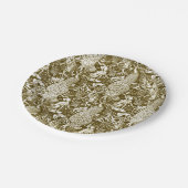 Art Nouveau Peacock Print, Brown and Creme Pappteller (Schrägansicht)