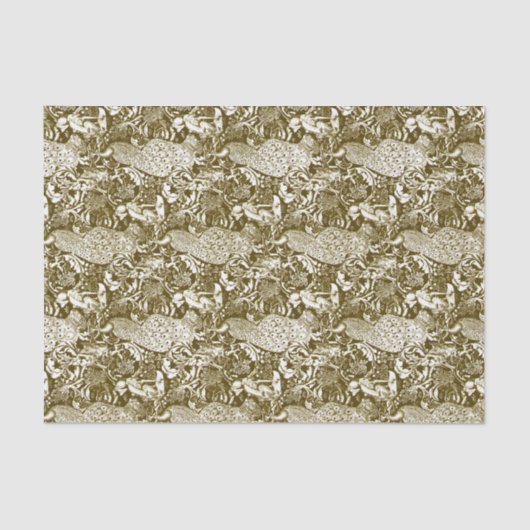 Art Nouveau Peacock Print, Brown and Creme Seidenpapier (Vorderseite)