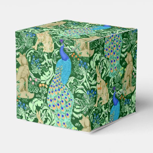 Art Nouveau Peacock Print, Cobalt Blue & Green Geschenkschachtel (Rückseite)