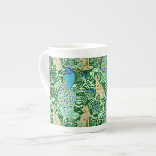Art Nouveau Peacock Print, Cobalt Blue & Green Porzellantasse