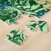 Art Nouveau Peacock Print, Cobalt Blue & Green Puzzle (Seite)