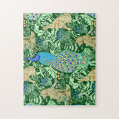 Art Nouveau Peacock Print, Cobalt Blue & Green Puzzle (Vertikal)