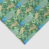 Art Nouveau Peacock Print, Cobalt Blue & Green Seidenpapier (Ausschnitt)