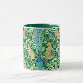 Art Nouveau Peacock Print, Cobalt Blue & Green Tasse (Zentrum)