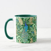Art Nouveau Peacock Print, Cobalt Blue & Green Tasse (Links)