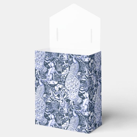 Art Nouveau Peacock Print, Marine und Weiß Geschenkschachtel (Geöffnet)