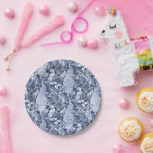 Art Nouveau Peacock Print, Marine und Weiß Pappteller (Party)