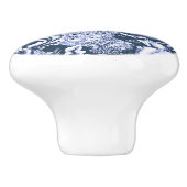 Art Nouveau Peacock Print, Navy Blue und White Keramikknauf (Seitenansicht)