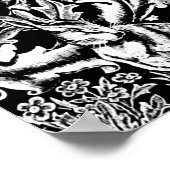 Art Nouveau Peacock Print, Schwarz/Weiß Poster (Ecke)