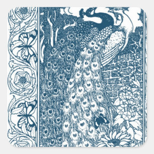 Art Nouveau Peacock Quadratischer Aufkleber