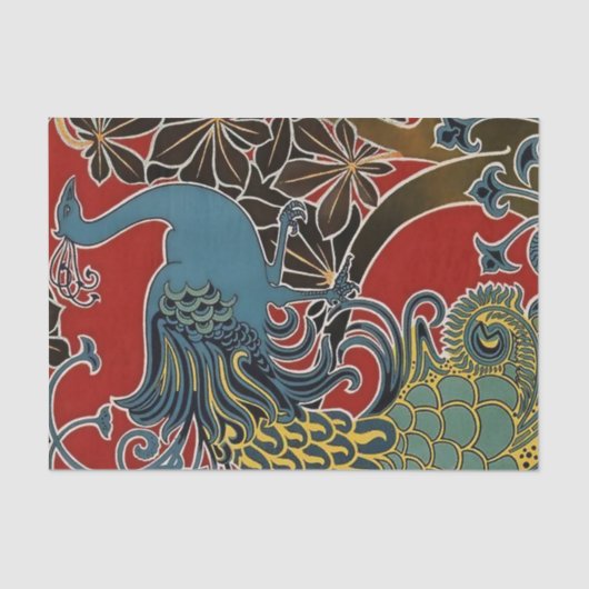 "Art Nouveau Peacock" von Gisbert Combaz Seidenpapier (Vorderseite)