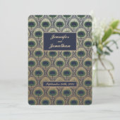 Art Nouveau Peacock Wedding Einladung Gold (Stehend Vorderseite)